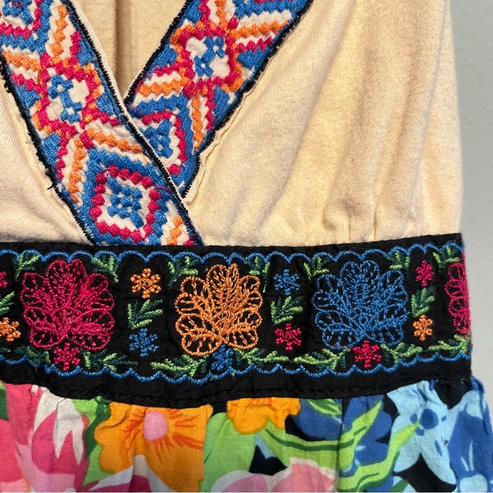 Y2K Flying Tomato Colorful Floral Embroidered Boho Babydoll Sundress Medium - Picture 8 of 12